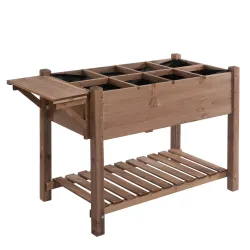 Huerto Urbano con 8 Compartimentos y Estantes para Cultivo de Verduras y Hortalizas 123x54x80 cm Marrón - Ogal.Es
