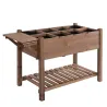 Huerto Urbano con 8 Compartimentos y Estantes para Cultivo de Verduras y Hortalizas 123x54x80 cm Marrón - Ogal.Es