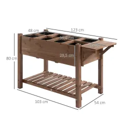 Huerto Urbano con 8 Compartimentos y Estantes para Cultivo de Verduras y Hortalizas 123x54x80 cm Marrón - Ogal.Es