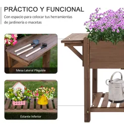 Huerto Urbano con 8 Compartimentos y Estantes para Cultivo de Verduras y Hortalizas 123x54x80 cm Marrón - Ogal.Es