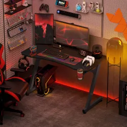 Mesa Gaming 120x65x74,5 cm Escritorio Ergonómico Gaming desk para Computadora PC con Portavasos Gancho para Auri... - Ogal.Es