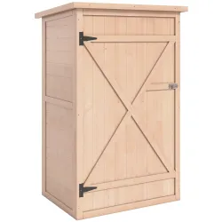 Armario de Jardín de Madera para Exterior para Herramientas con 2 Estantes Techo Asfáltico 75x56x115cm Natural - Ogal.Es