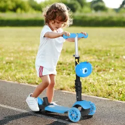 3 en 1 Patinete para Niños de +18 Meses Scooter de 3 Ruedas con Asiento Extraíble Manillar Mango de Empuje Altur... - Ogal.Es