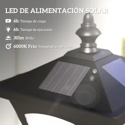 Farola Solar Exterior Luz Solar Exterior Jardín Lámpara de Pie con Apagado Automático IP44 para Exteriores Patio... - Ogal.Es
