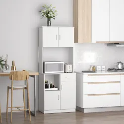 Armario de Cocina con 1 Cajón Estante Ajustable y Estante Abierto Estilo Moderno Antivuelco 71x41x178 cm Blanco - Ogal.Es