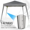 Carpa Plegable 2,4x2,4 m, Pop-up, Cenador Pabellón de Jardín, Altura Ajustable con Bolsa de Transporte, Anti-UV,... - Ogal.Es