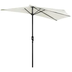 Sombrilla 269x138x236 cm Parasol de Jardín con Manivela y Forma Semicircular Tela Poliéster 180 g/m² para Exteri... - Ogal.Es