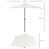 Sombrilla 269x138x236 cm Parasol de Jardín con Manivela y Forma Semicircular Tela Poliéster 180 g/m² para Exteri... - Ogal.Es
