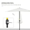 Sombrilla 269x138x236 cm Parasol de Jardín con Manivela y Forma Semicircular Tela Poliéster 180 g/m² para Exteri... - Ogal.Es