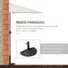 Sombrilla 269x138x236 cm Parasol de Jardín con Manivela y Forma Semicircular Tela Poliéster 180 g/m² para Exteri... - Ogal.Es