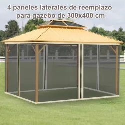 4 Paneles Laterales 3,5x2 m para Carpa de Jardín Tela Mosquitera para Cenador Gazebo con Cremalleras y Anillas N... - Ogal.Es