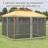 4 Paneles Laterales 3,5x2 m para Carpa de Jardín Tela Mosquitera para Cenador Gazebo con Cremalleras y Anillas N... - Ogal.Es