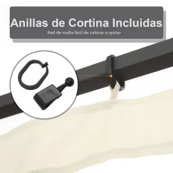4 Paneles Laterales 3,5x2 m para Carpa de Jardín Tela Mosquitera para Cenador Gazebo con Cremalleras y Anillas N... - Ogal.Es