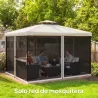 4 Paneles Laterales 3,4x2 cm para Carpa de Jardín Tela Mosquitera para Cenador Gazebo con Cremalleras y Anillas ... - Ogal.Es