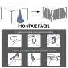 4 Paneles Laterales 3,4x2 cm para Carpa de Jardín Tela Mosquitera para Cenador Gazebo con Cremalleras y Anillas ... - Ogal.Es