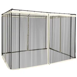 4 Paneles Laterales 3x2 cm para Carpa de Jardín Tela Mosquitera para Cenador Gazebo con Cremalleras y Anillas Negro - Ogal.Es