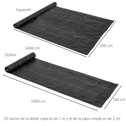 Malla Antihierbas 2x50 m Malla Antimaleza Malla Geotextil contra Malas Hierbas y Malezas 100 g/m² para Jardín Negro - Ogal.Es