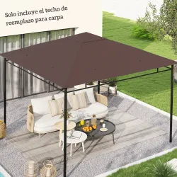 Techo de Repuesto para Cenador, 3x3 m, Cubierta de Repuesto con 8 Orificios de Drenaje, Ventilación y Protección... - Ogal.Es