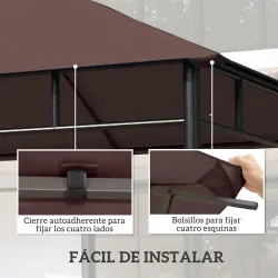 Techo de Repuesto para Cenador, 3x3 m, Cubierta de Repuesto con 8 Orificios de Drenaje, Ventilación y Protección... - Ogal.Es