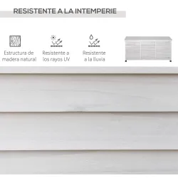 Baúl de Almacenaje Exterior 284L Arcón de Jardín de Madera Impermeable con Tapa Abrible y Diseño Persiana 127x56... - Ogal.Es