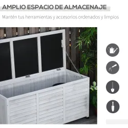 Baúl de Almacenaje Exterior 284L Arcón de Jardín de Madera Impermeable con Tapa Abrible y Diseño Persiana 127x56... - Ogal.Es