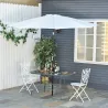 Mesa de Jardín Exterior Rectangular de Metal Bordes Curvos con Orificio para Sombrilla Capacidad 70kg Vidrio Tem... - Ogal.Es