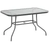 Mesa de Jardín Exterior Rectangular de Metal Bordes Curvos con Orificio para Sombrilla Capacidad 70kg Vidrio Tem... - Ogal.Es