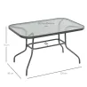 Mesa de Jardín Exterior Rectangular de Metal Bordes Curvos con Orificio para Sombrilla Capacidad 70kg Vidrio Tem... - Ogal.Es