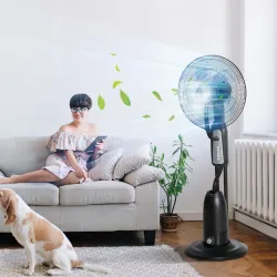Ventilador Silencioso con Nebulización 90W, Ventilador de Pie de 120cm con 3 Velocidades, Oscilación de 70°, Cab... - Ogal.Es