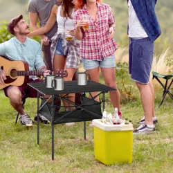 Mesa de Camping Plegable con Almacenaje de Malla y Bolsa de Transporte para Exterior Jardín y Picnic 70x70x69 cm... - Ogal.Es