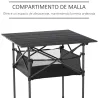 Mesa de Camping Plegable con Almacenaje de Malla y Bolsa de Transporte para Exterior Jardín y Picnic 70x70x69 cm... - Ogal.Es