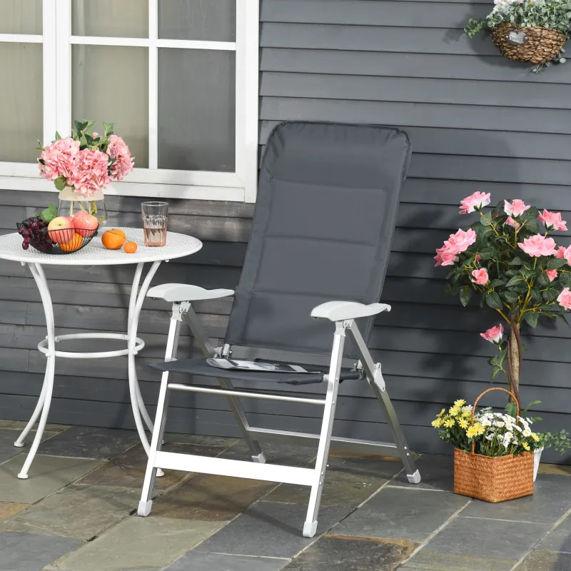 Silla de Jardín Plegable Portátil de Aluminio con Respaldo Alto Ajustable en 8 Posiciones y Reposacabezas Acolch... - Ogal.Es