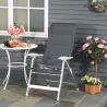 Silla de Jardín Plegable Portátil de Aluminio con Respaldo Alto Ajustable en 8 Posiciones y Reposacabezas Acolch... - Ogal.Es