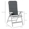 Silla de Jardín Plegable Portátil de Aluminio con Respaldo Alto Ajustable en 8 Posiciones y Reposacabezas Acolch... - Ogal.Es