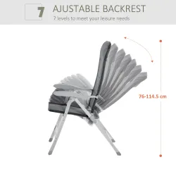 Silla de Jardín Plegable Portátil de Aluminio con Respaldo Alto Ajustable en 8 Posiciones y Reposacabezas Acolch... - Ogal.Es
