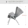 Silla de Jardín Plegable Portátil de Aluminio con Respaldo Alto Ajustable en 8 Posiciones y Reposacabezas Acolch... - Ogal.Es