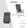 Silla de Jardín Plegable Portátil de Aluminio con Respaldo Alto Ajustable en 8 Posiciones y Reposacabezas Acolch... - Ogal.Es