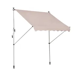 Toldo Manual Retráctil 200x150x170-280 cm para Balcón y Terraza con Altura Ajustable con Manivela Beige - Ogal.Es