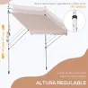 Toldo Manual Retráctil 200x150x170-280 cm para Balcón y Terraza con Altura Ajustable con Manivela Beige - Ogal.Es