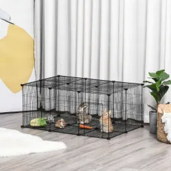 Parque para Mascotas DIY Jaula para Animales Pequeños de 22 Paneles de Malla Metálica con Puerta Conejos Cobaya ... - Ogal.Es