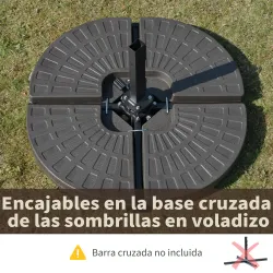 Base para Sombrilla en 4 Partes Rellenable de Arena y Agua Desmontable para Jardín Patio al Aire Libre 100x100x1... - Ogal.Es