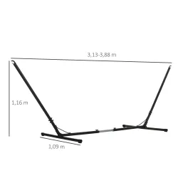 Soporte para Hamaca de Jardín Ajustable en Longitud 313-388x109x116 cm Estructura de Metal para Interiores y Ext... - Ogal.Es