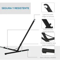 Soporte para Hamaca de Jardín Ajustable en Longitud 313-388x109x116 cm Estructura de Metal para Interiores y Ext... - Ogal.Es