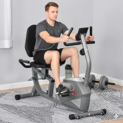 Bicicleta Estática con Respaldo, 8 Niveles Resistencia Magnética, Bicicleta Estática para Casa, con Volante, Asi... - Ogal.Es
