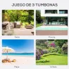 Set de 2 Tumbonas Jardín Exterior con Mesa Auxiliar de Vidrio Templado Tumbonas con Respaldo Reposabrazos para P... - Ogal.Es