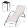 Set de 2 Tumbonas Jardín Exterior con Mesa Auxiliar de Vidrio Templado Tumbonas con Respaldo Reposabrazos para P... - Ogal.Es