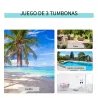 Set de 2 Tumbonas Jardín Exterior con Mesa Auxiliar de Vidrio Templado Tumbonas con Respaldo Reposabrazos para P... - Ogal.Es