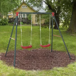 Columpio Doble para Niños +3 Años con Soporte de Metal Juego de Columpio Infantil Cuerda Ajustable Exteriores Ca... - Ogal.Es