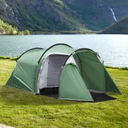 Tienda de Campaña Familiar 2 Personas Plegable Impermeable a Prueba de UV 20+ con Vestíbulo 426x206x154 cm Verde - Ogal.Es