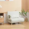 Sillón Cama Plegable con Respaldo Ajustable en 6 Posiciones Almohada Acolchada Carga 120 kg 94x78x80 cm Crema - Ogal.Es